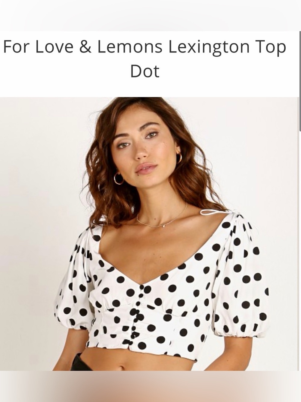 For Love and Lemons V-Neck Puff Sleeve Crop Top - White/Black